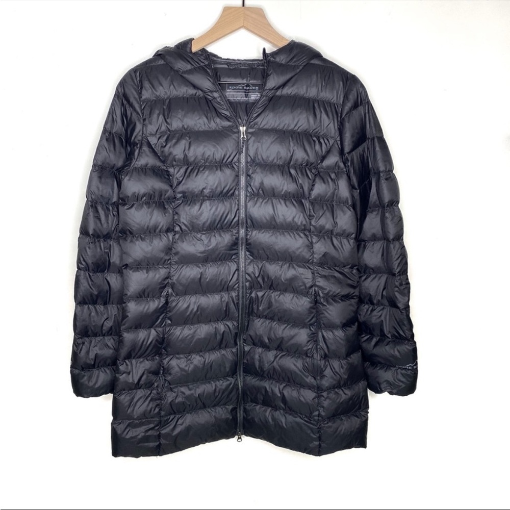 Eddie Bauer Cirruslite Down Filled Packable Puffer Coat Parka Hooded Black M